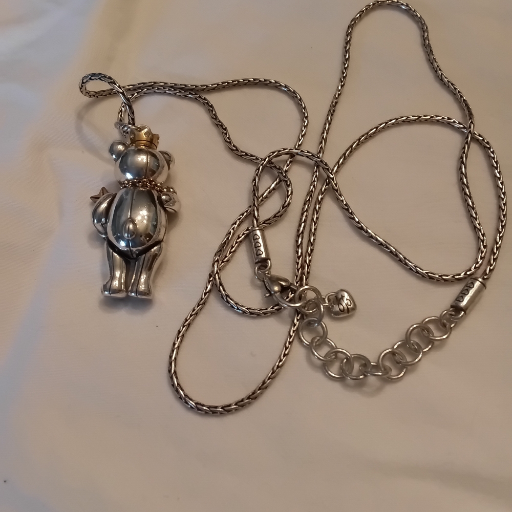 Brighton vintage articulated teddy bear pendant W 36" Brighton Chain - Picture 5 of 5